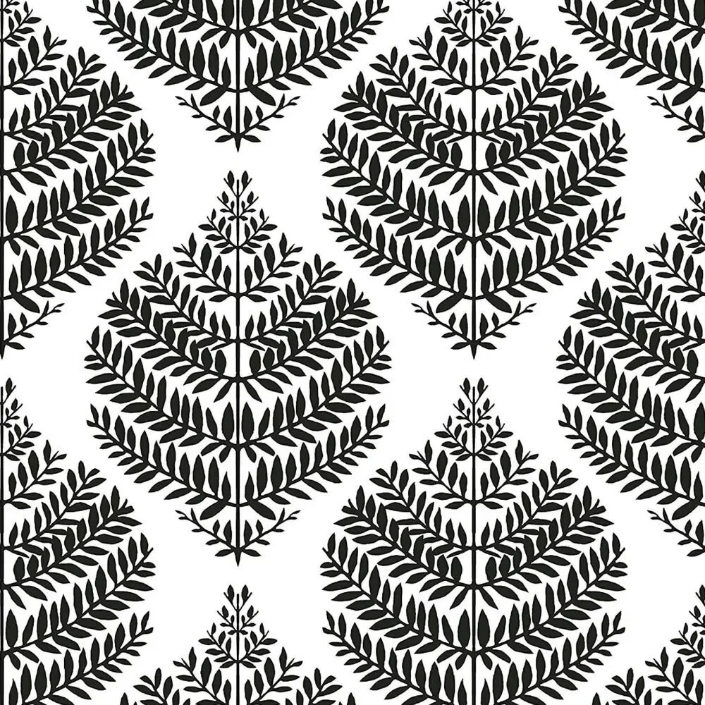 2pk RoomMates Hygge Fern Damask Peel & Stick Wallpaper (56.36 Sq Ft) Black White